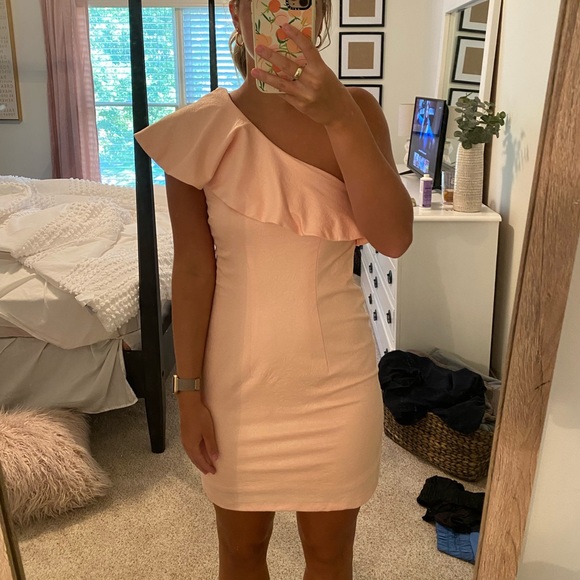 ASOS Pink Ruffle Bodycon Dress - Picture 2 of 5
